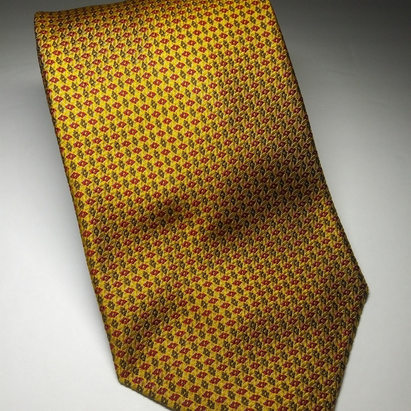 ROBERT TALBOTT Men's Classic Gold Luxury Silk Tie - Picture 7 of 12
